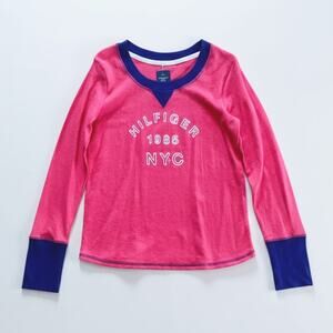 Tommy Hilfiger 1985 NYC Red Blue Thermal Shirt Top Womens Medium